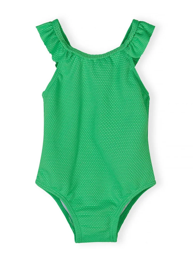 MINOTI Girls neon one-piece swimsuit with floral sunglasses